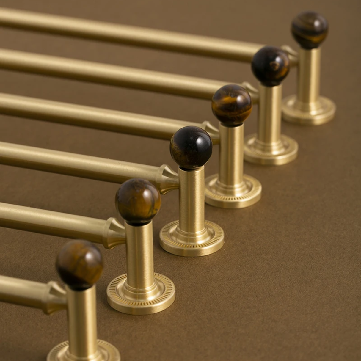 Lunette White Marble & Brass Cabinet Handle