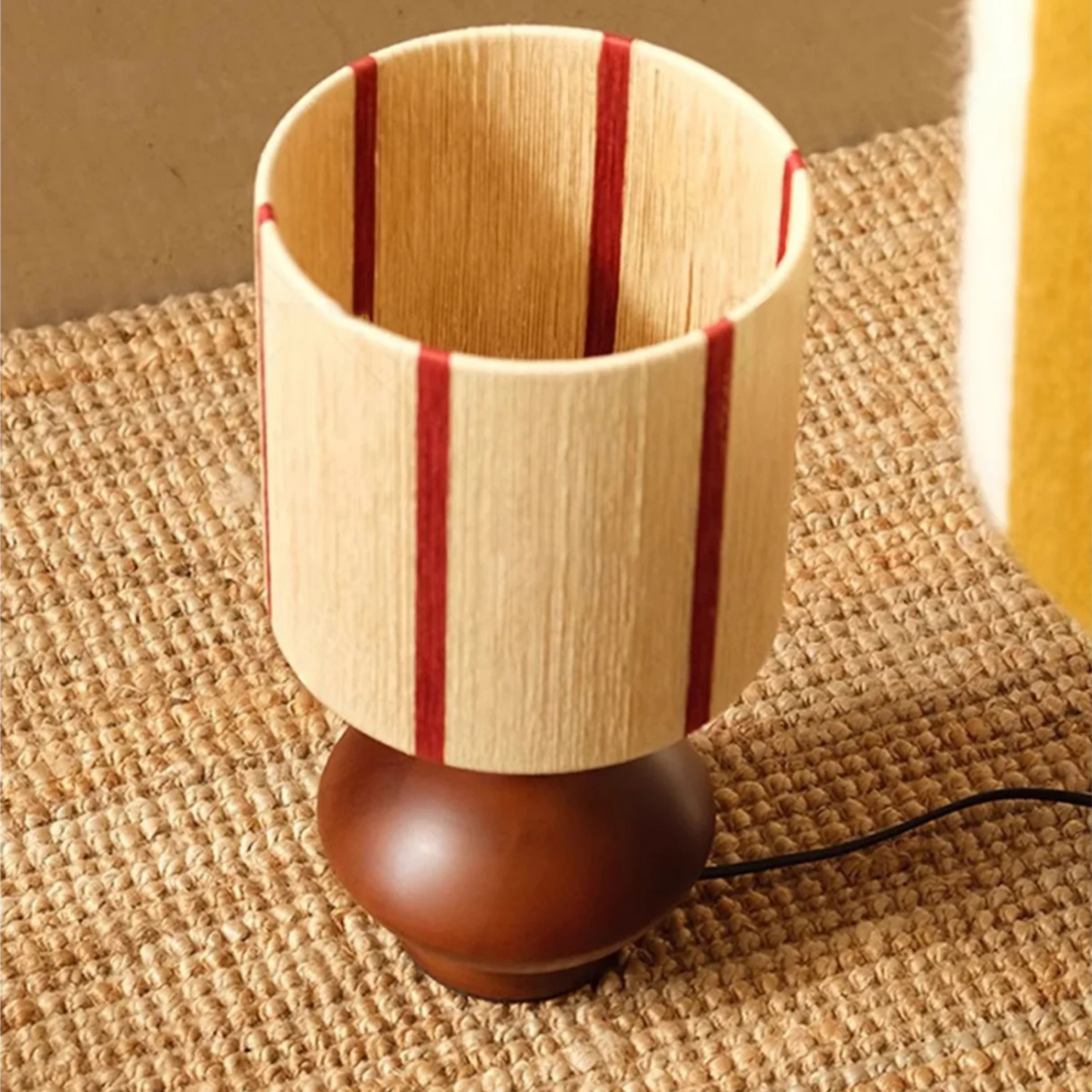 Ropewood Vintage Table Lamp – Solid Wood Base with Hemp Rope Accent