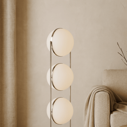 Orbelle Bauhaus Floor Lamp – Modern Chrome & Acrylic Globe Light