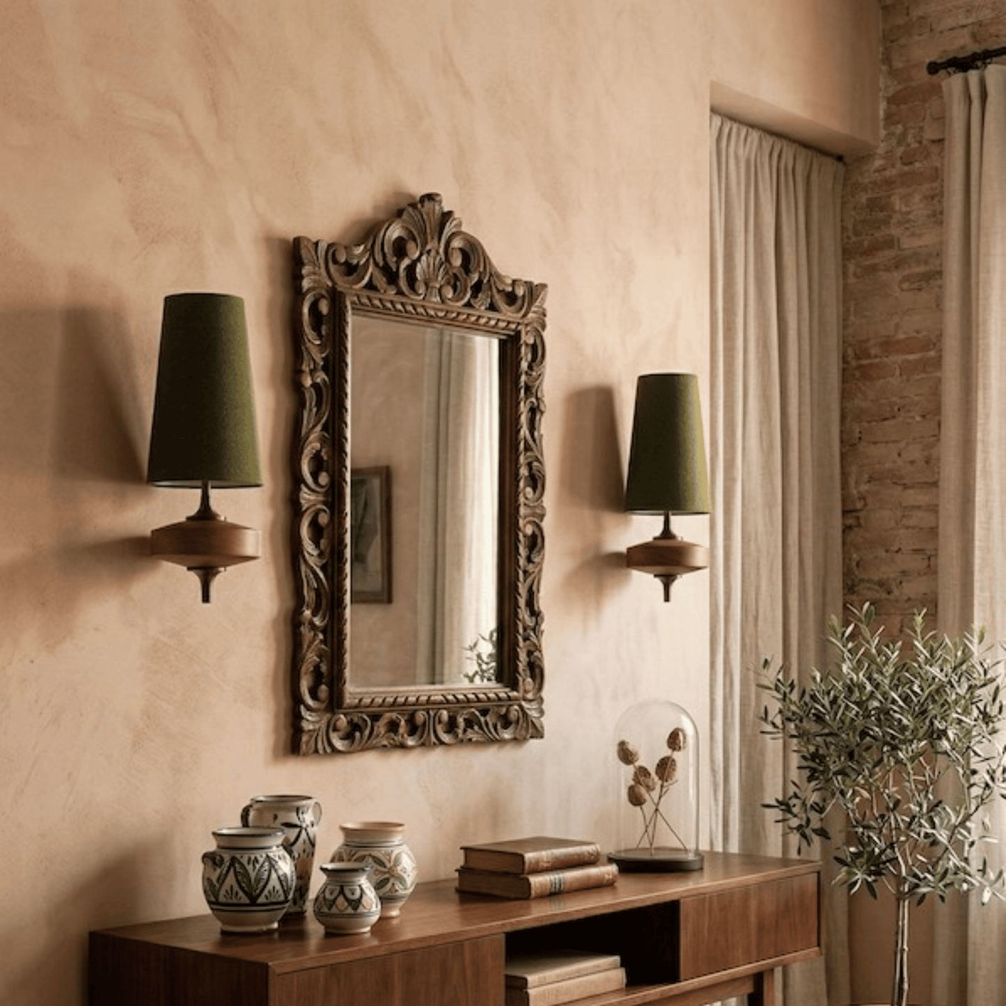 Auralis Single Khaki Fabric Wall Light