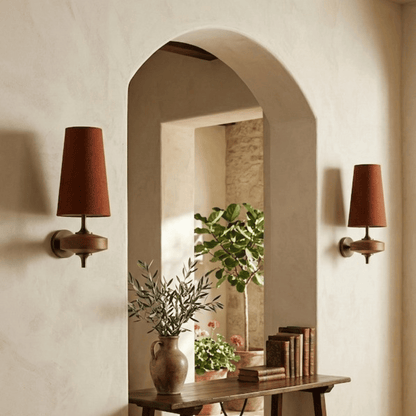 Auralis Single Red Fabric Wall Light