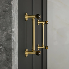 Lunette White Marble & Brass Cabinet Handle, alternate view 4
