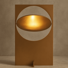 Decorative wall art with geometric design on a brown background