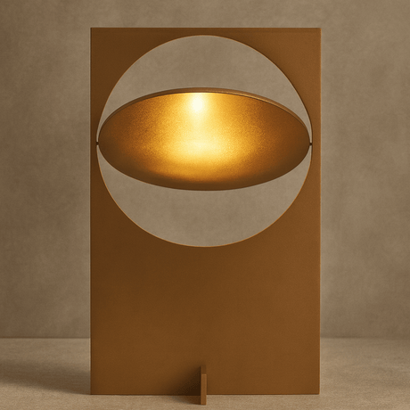 Decorative wall art with geometric design on a brown background