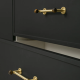 Lunette White Marble & Brass Cabinet Handle
