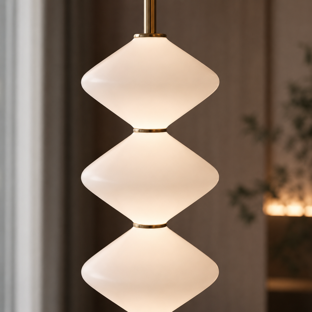 Aurelia Gold & White Glass Totem Pendant Light