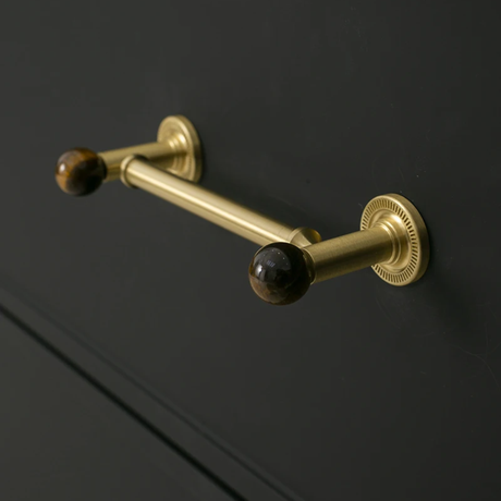 Lunette White Marble & Brass Cabinet Handle