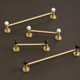 Lunette White Marble & Brass Cabinet Handle