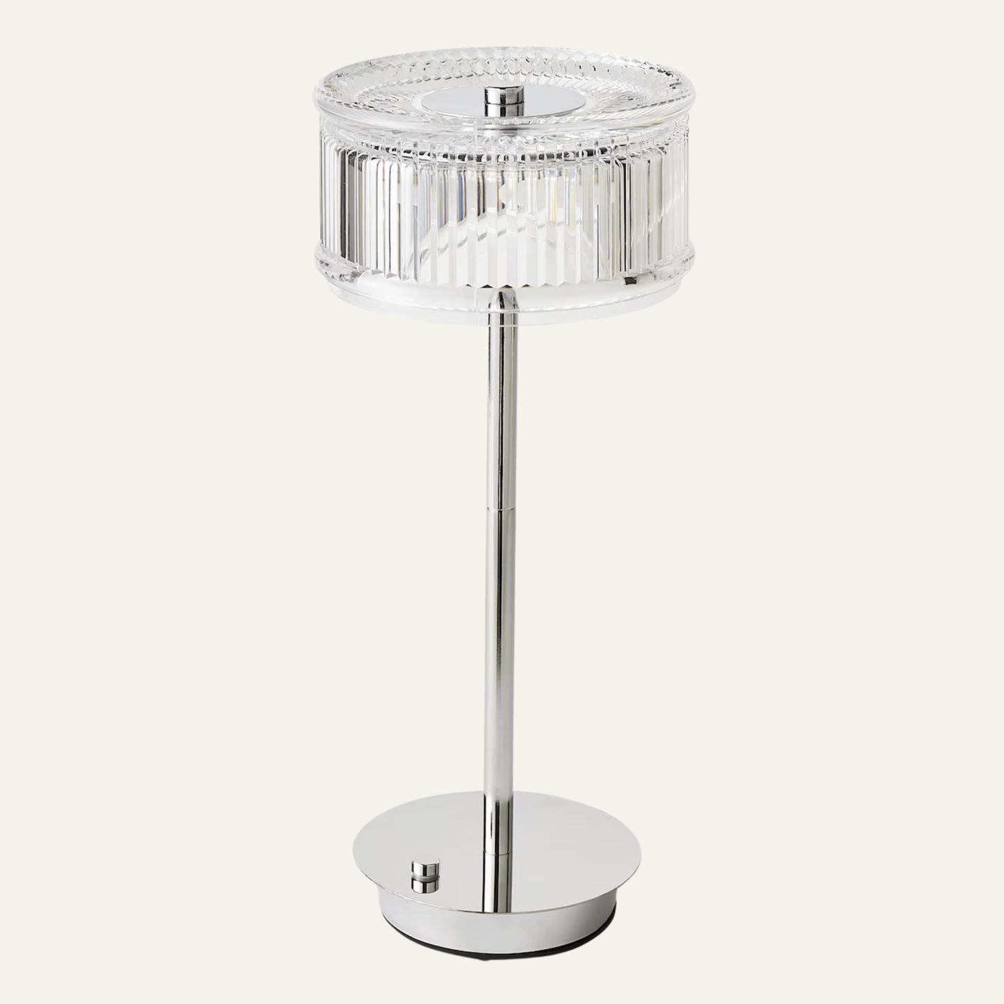 Decorative table lamp with crystal accents on a white background