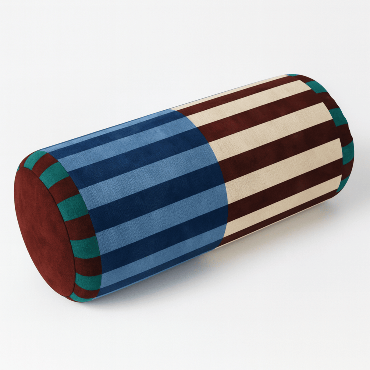 Rectangular pillow with striped pattern on a white background