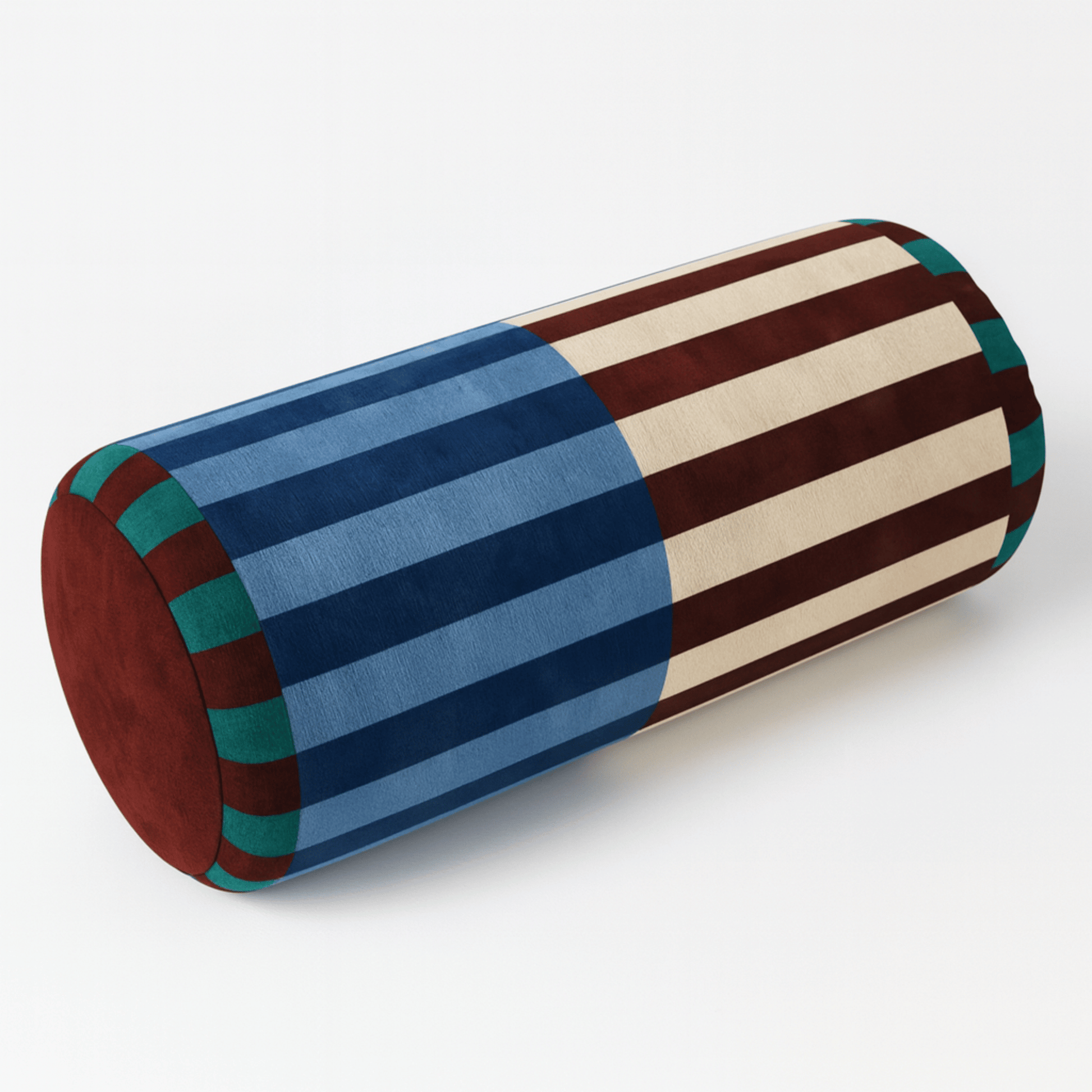 Rectangular pillow with striped pattern on a white background