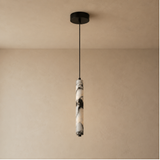 Luxury Black Cylinder Natural Stone Pendant Lamp, alternate view 4