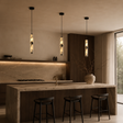 Luxury Black Cylinder Natural Stone Pendant Lamp, alternate view 2