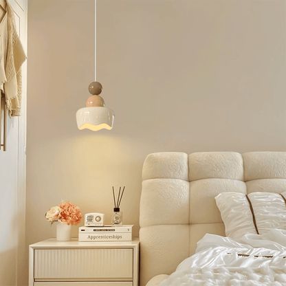 Nordic Cream Glass Pendant Light – Stylish Hanging Lamp for Bedroom