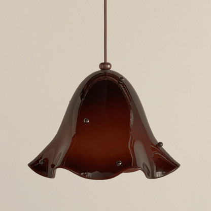 Brown pendant light with a beige background