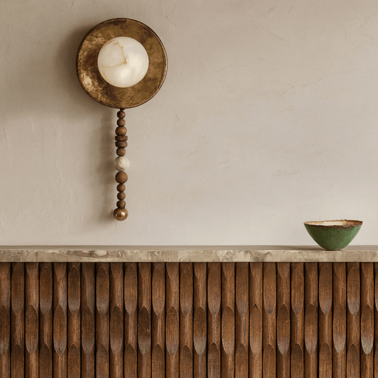 Aureum Wall Sconce – Retro Marble & Wood LED Light