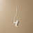 A modern pendant light with a matte off-white finish, featuring a bent arm design and a cylindrical shade, shown against a solid beige background.