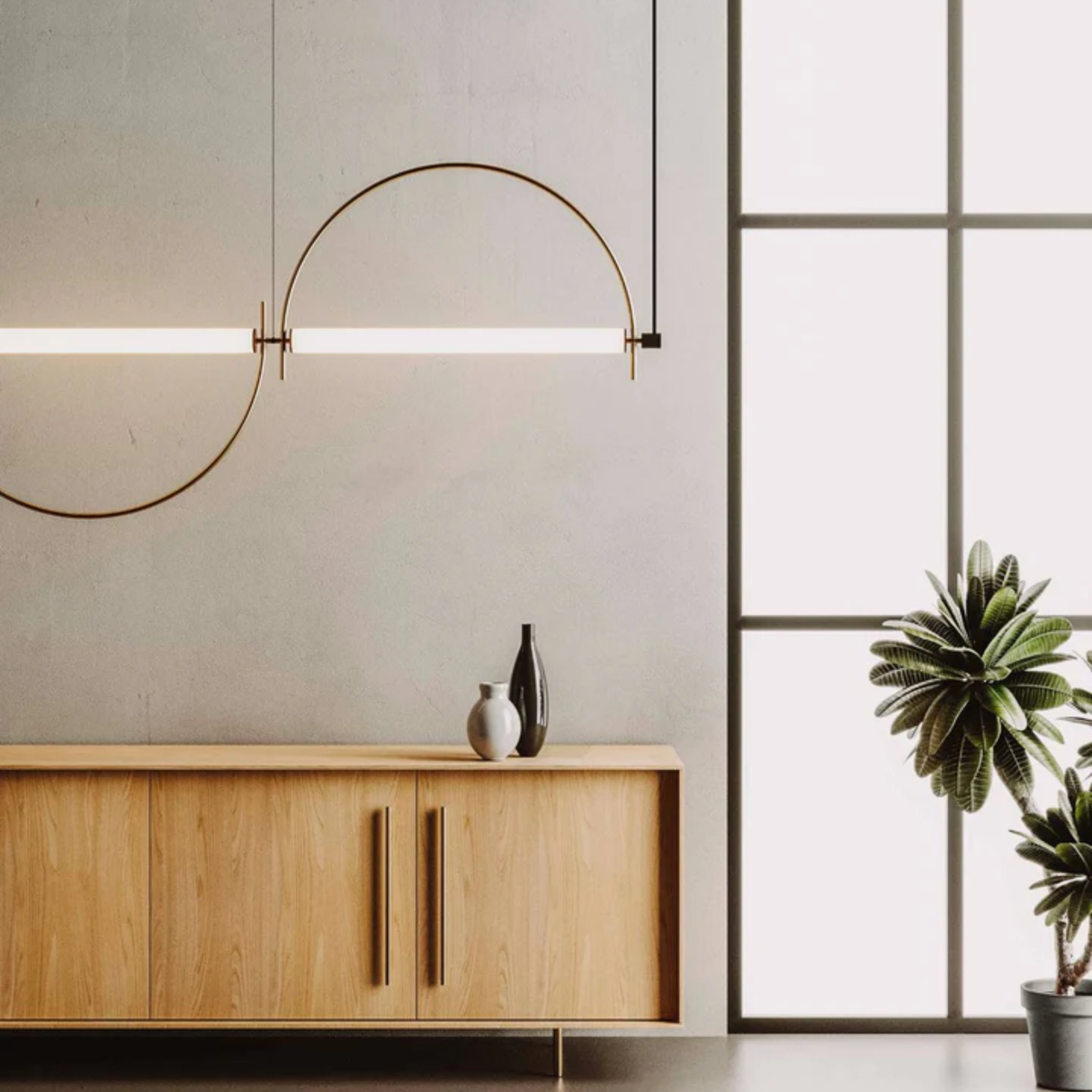 Linea Halo Gold Pendant Light