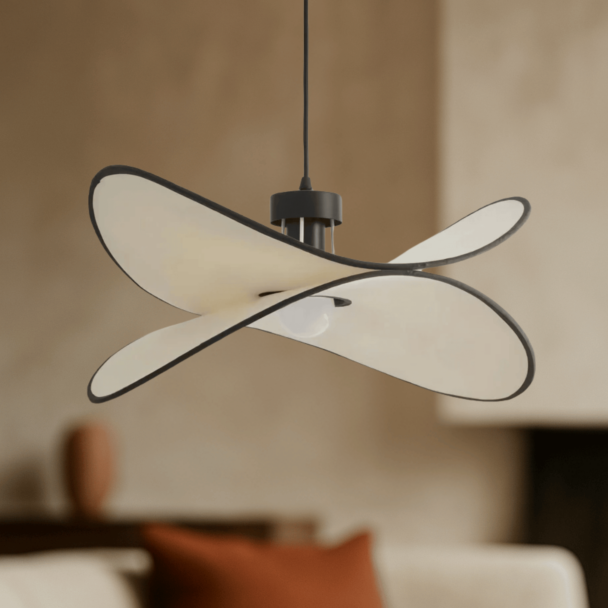 Vintage Pendant Light with Fabric Shade – LED E27 Hanging in a modern living room