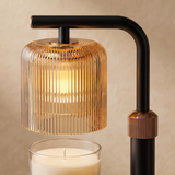 50W Candle Warmer Lamp – EU Plug – ribbed amber glass and height adjuster close-up