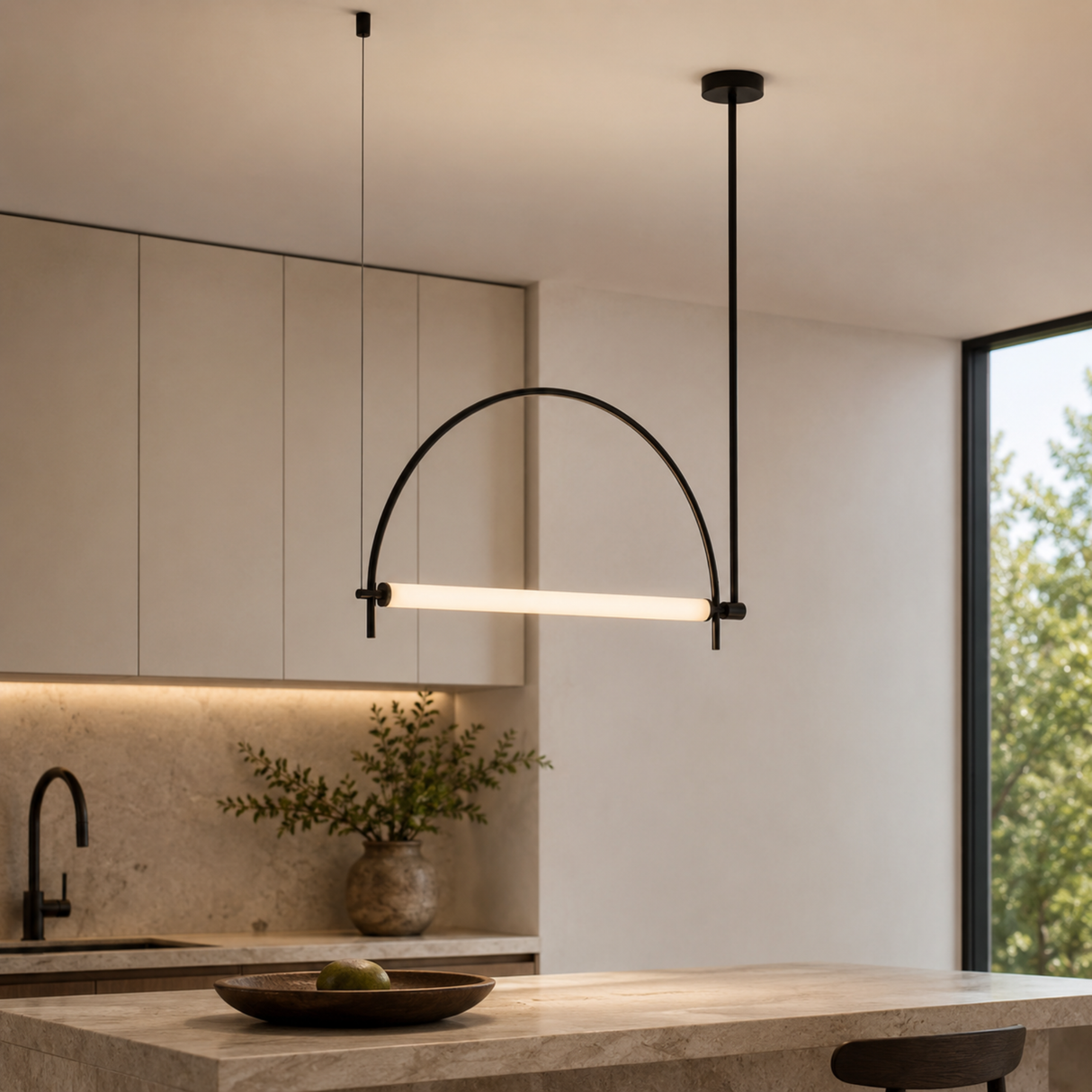 Linea Arc Black Pendant Light