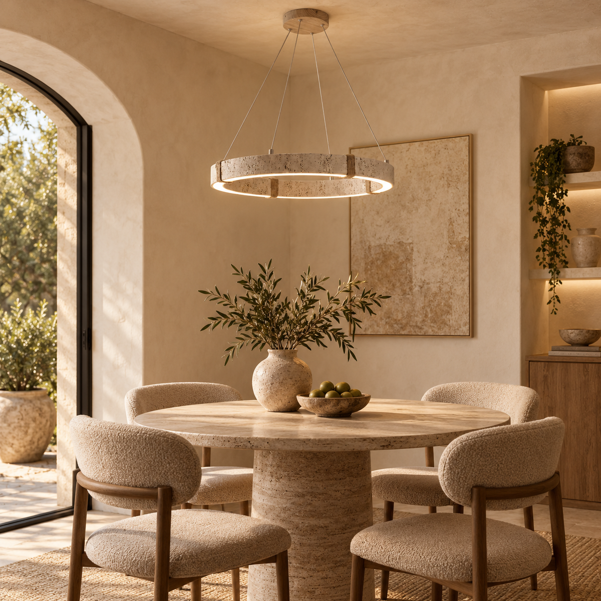Ringo Travertine Ring Pendant Light