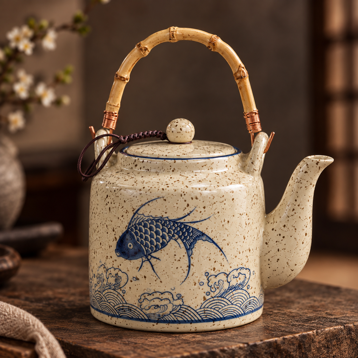 Sakana Ceramic Fish Teapot & 6-Cup Set
