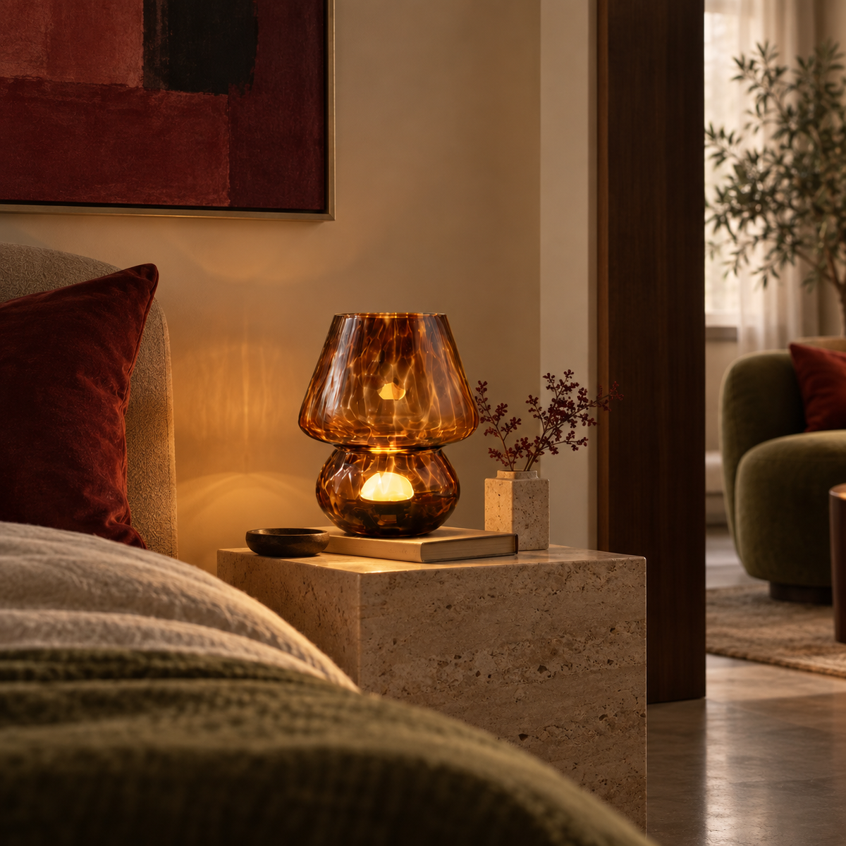 Nuvella Coffee Glass Table Lamp