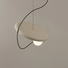 White MagnoGlow Magnetic Pendant Light styled in a bedroom — minimalist interior by Baskoraa