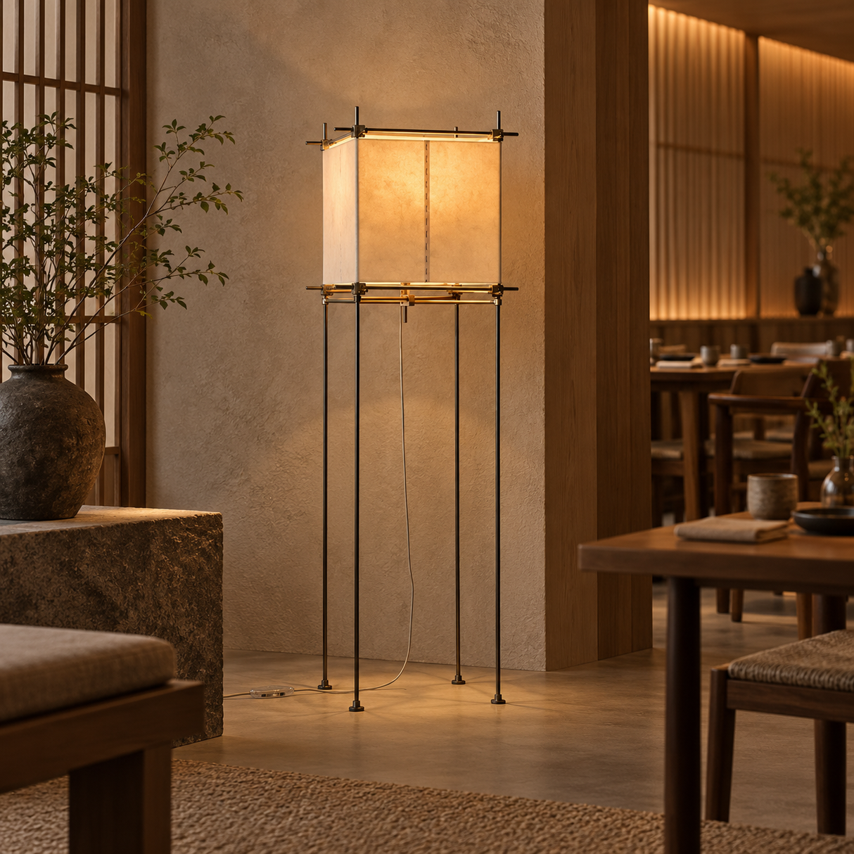 Avela Parchment Cube Floor Lamp