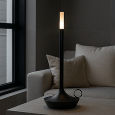 Liora Candlelight Lamp – Rechargeable LED Touch Table Light — minimalist table lamp by Baskoraa
