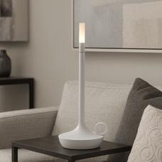 Liora Candlelight Lamp – Rechargeable LED Touch Table Light — minimalist table lamp by Baskoraa