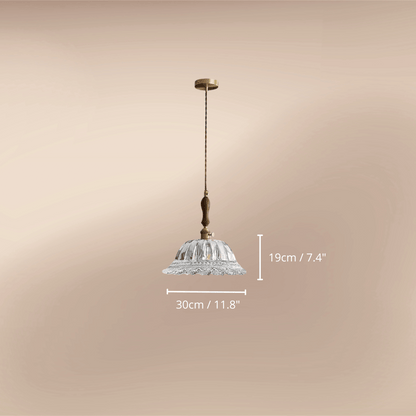 Elegant Walnut and Brass Pendant Light – LED Kitchen Pendant Lighting for Dining and Island, Adjustable Height Hanging Lamp 1 dimension.