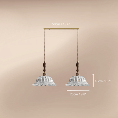 Elegant Walnut and Brass Pendant Light – LED Kitchen Pendant Lighting for Dining and Island, Adjustable Height Hanging Lamp 2 dimensions.
