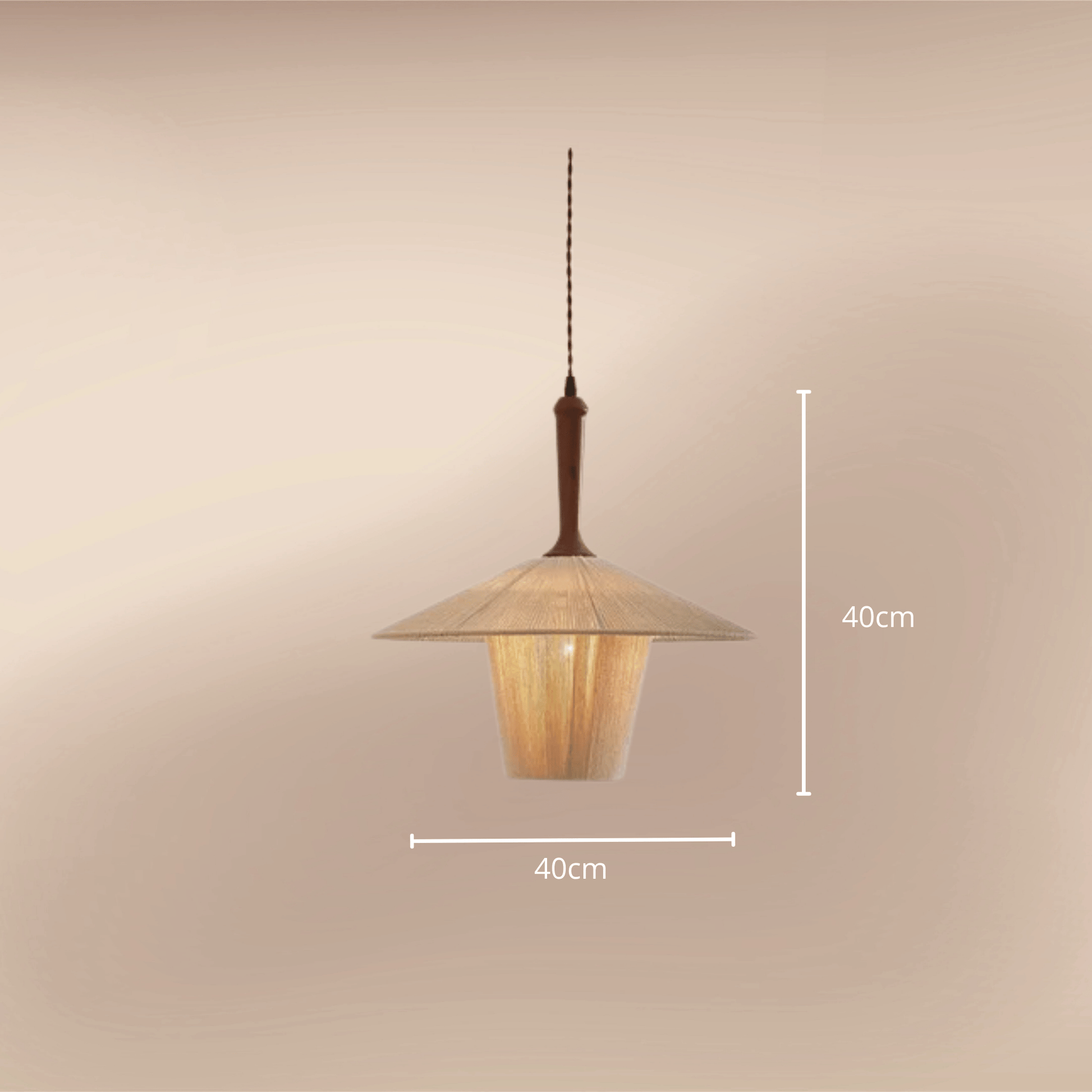 Hand Knitted Cotton Thread Pendant Light with Solid Wood Base – Zen Art Kitchen Pendant Lighting for Serene Ambiance 40cm.