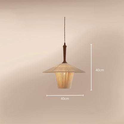 Hand Knitted Cotton Thread Pendant Light with Solid Wood Base – Zen Art Kitchen Pendant Lighting for Serene Ambiance 40cm.