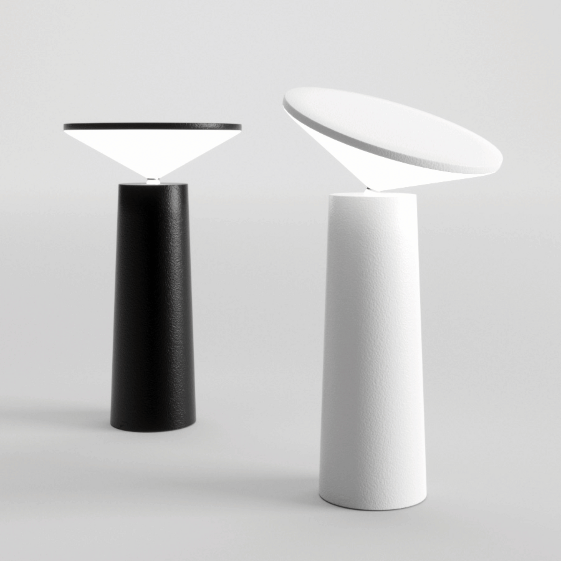 Black and white table lamp on a gray backround