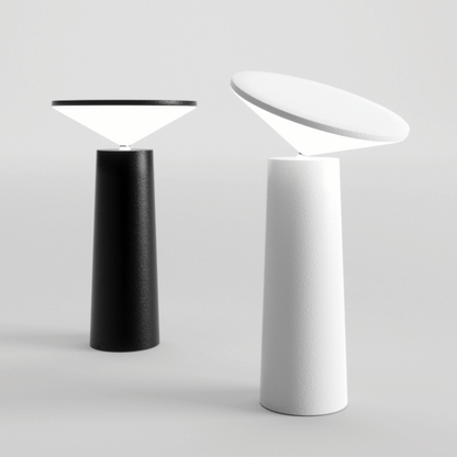 Black and white table lamp on a gray backround