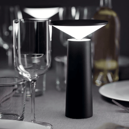 Black table lamp on a dinning table 