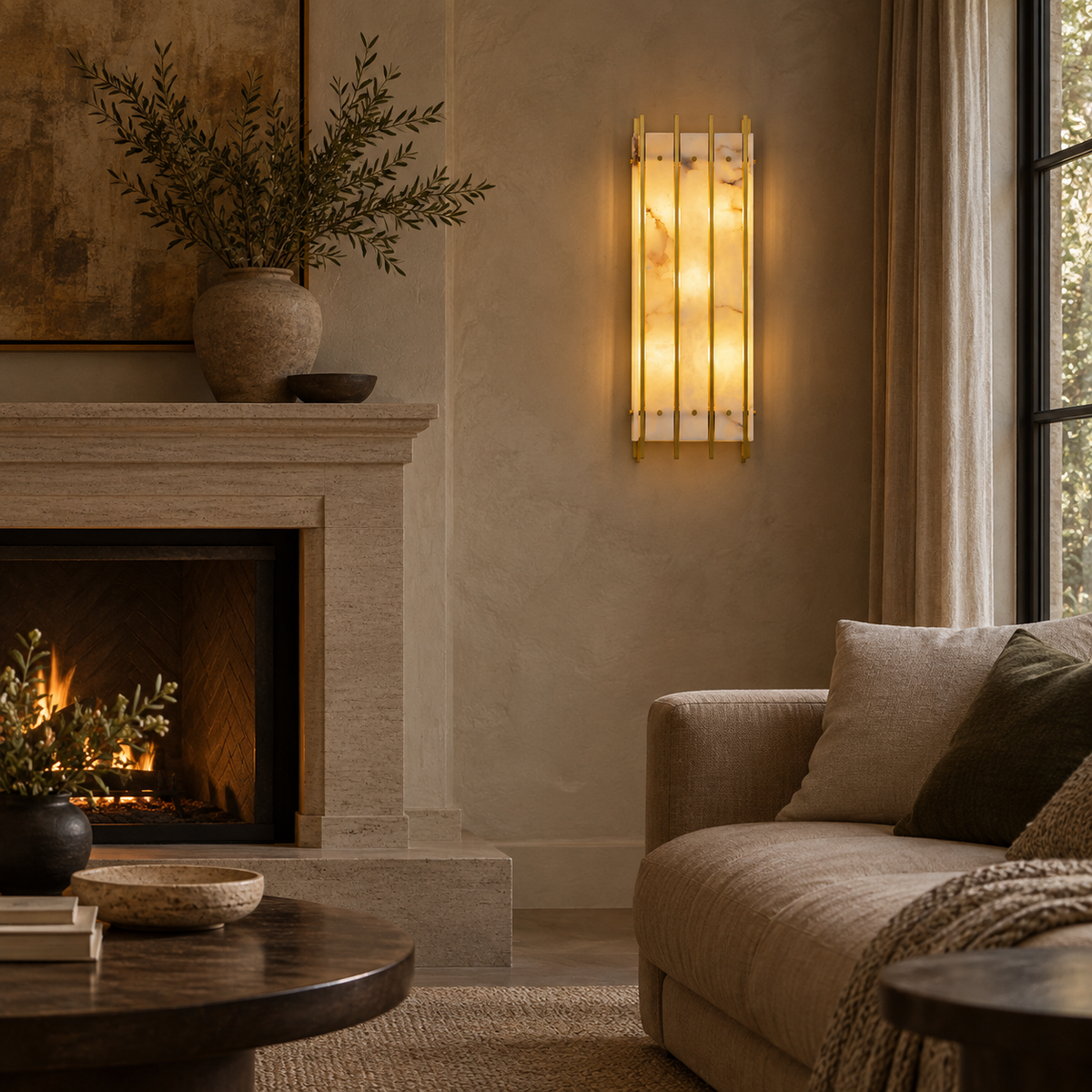 Nerelle Slim Natural Marble Wall Light