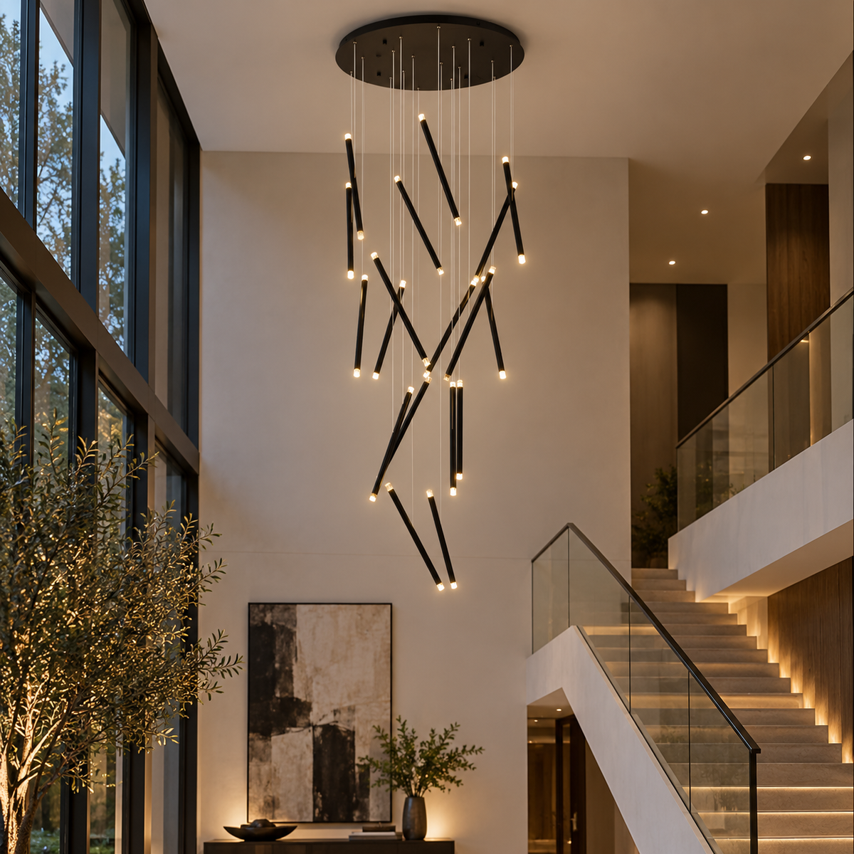 Varethis Glow Modern Grand Staircase Chandelier