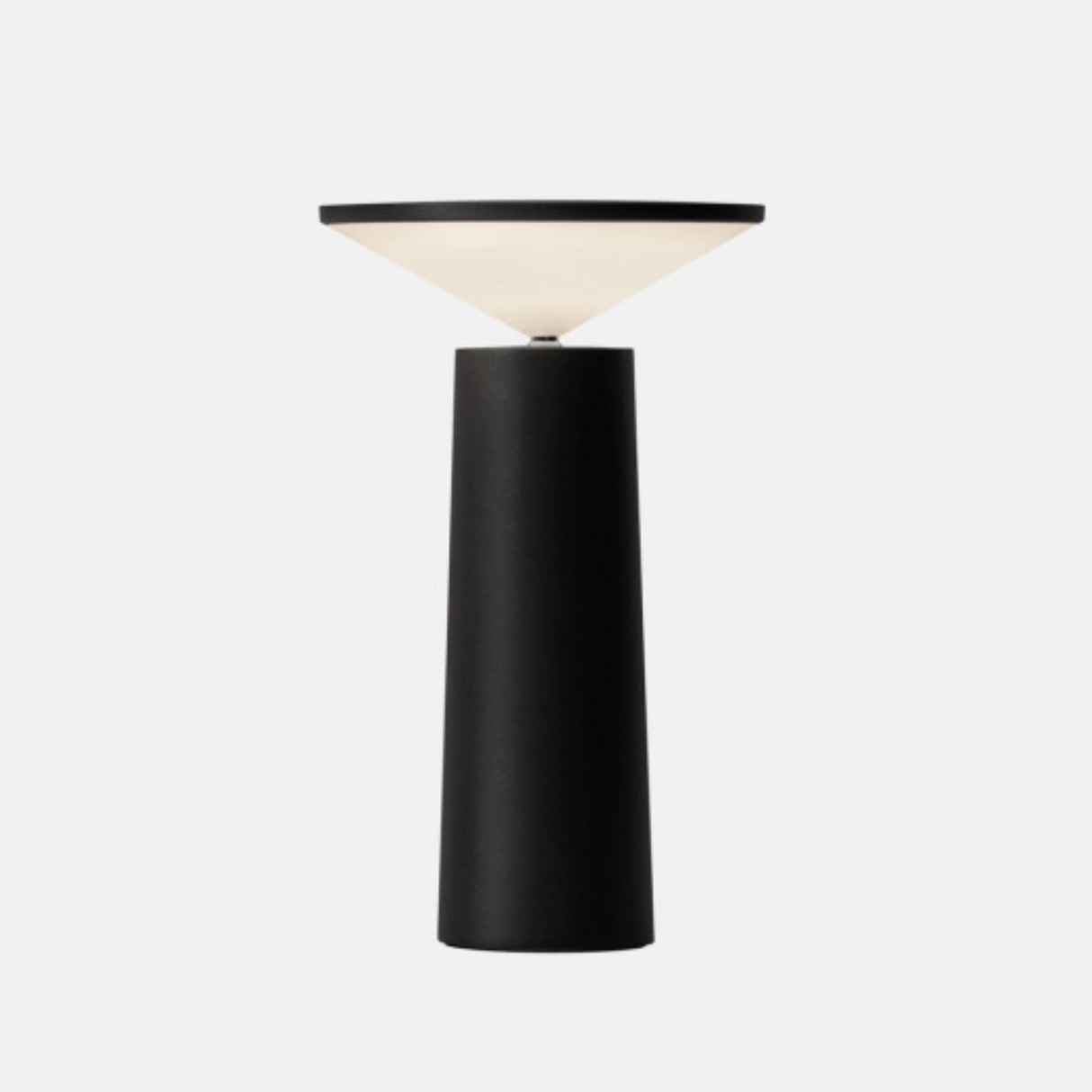 Black table lamp on a gray backround