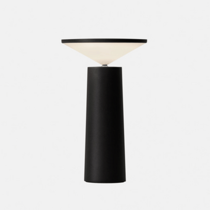 Black table lamp on a gray backround