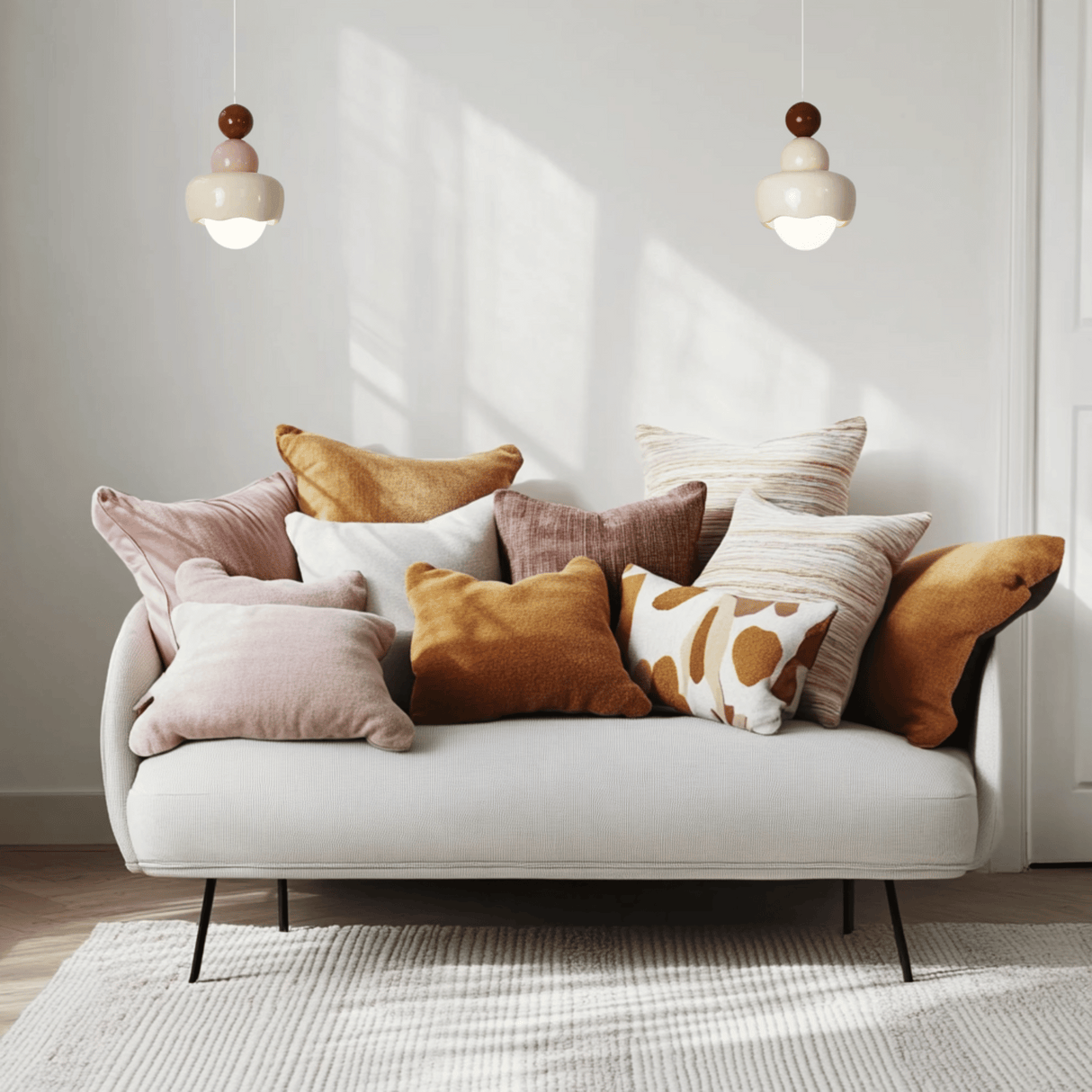 Nordic Cream Glass Pendant Light– Stylish Hanging Lamp for living room and Bedroom, LED E27 Compatible.