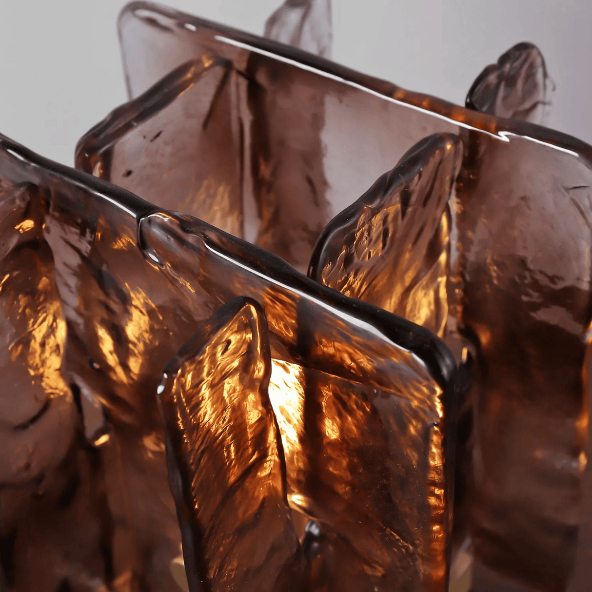 Close look at Glass table lamp with a textured design