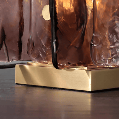 Close look at Glass table lamp with a textured design