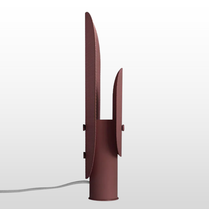 Brown lamp with a unique design on a white background