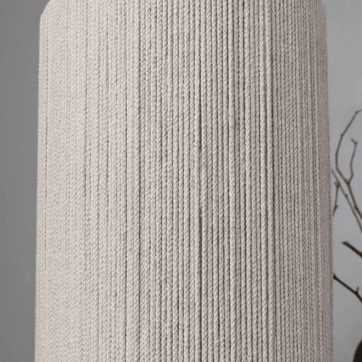 Close look at table lamp fabric shade