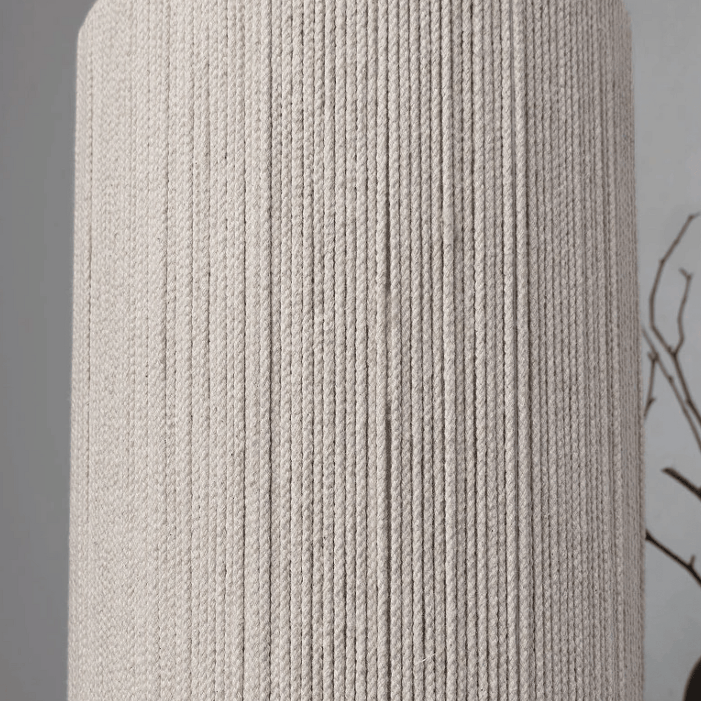 Close look at table lamp fabric shade 