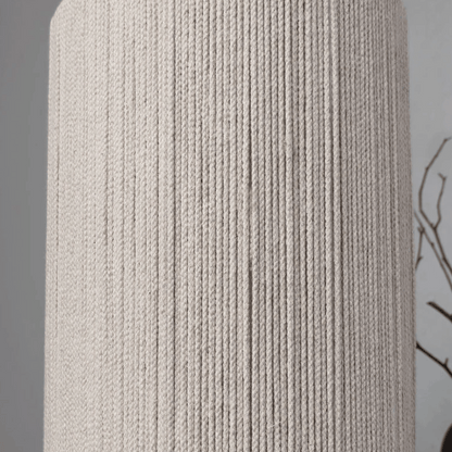 Close look at table lamp fabric shade 